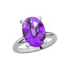 White Gold Oval Shape Amethyst Engagement/Proposal Solitaire Ring