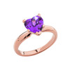 Rose Gold Solitaire Amethyst (LCAM) Heart Engagement Ring
