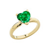 Yellow Gold Solitaire Emerald (LCE) Heart Engagement Ring