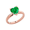 Rose Gold Solitaire Emerald (LCE) Heart Engagement Ring