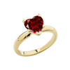 Yellow Gold Solitaire Garnet (LCG) Heart Engagement Ring