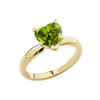 Yellow Gold Solitaire  Peridot (LCP) Heart Engagement Ring