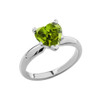 White Gold Solitaire  Peridot (LCP) Heart Engagement Ring