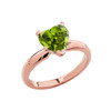 Rose Gold Solitaire  Peridot (LCP) Heart Engagement Ring
