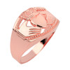 Rose Gold Claddagh Ring Mens Bold