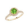 Yellow Gold Diamond and Peridot  Engagement/Proposal Ring