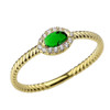 Yellow Gold  Diamond and Emerald (LCE)  SOLITAIRE RING