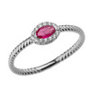 White Gold  Diamond and Ruby  SOLITAIRE RING