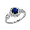 Diamond Engagement Ring White Gold Rope Double Infinity Center Sapphire (LCS)