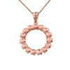 14K Elegant Reversible Diamond Circle Pendant Necklace in Rose Gold