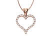 14K Rose Gold Cubic Zirconia Open Heart Pendant Necklace (0.8")