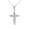 Sterling Silver Love Heart Woven Filigree Cross Pendant Necklace