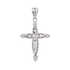 Sterling Silver Love Heart Woven Filigree Cross Pendant Necklace