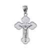 Sterling Silver Double Sided Eastern Orthodox Russian Crucifix Pendant Necklace (Small)