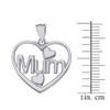 Solid White Gold Mum Hearts Pendant Necklace