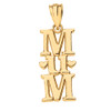 Solid Yellow Gold Vertical Heart Text Mum Pendant Necklace