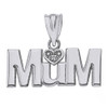 Solid White Gold  Rhodium Heart Diamond Mum Pendant Necklace