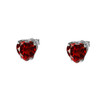 10K White Gold Heart January Birthstone Garnet (LCG) Earrings