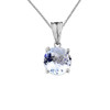 10K White  Gold March  Birthstone  Aquamarine (LCAQ) Pendant Necklace