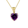 10K Yellow Gold Heart February Birthstone Amethyst (LCAM) Pendant Necklace & Earring Set