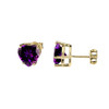 10K Yellow Gold Heart February Birthstone Amethyst (LCAM) Pendant Necklace & Earring Set