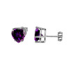 10K White Gold Heart February Birthstone Amethyst (LCAM) Pendant Necklace & Earring Set