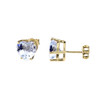 10K Yellow Gold Heart March Birthstone Aquamarine (LCAQ) Earrings