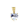 10K Yellow Gold Heart March Birthstone Aquamarine (LCAQ) Pendant Necklace