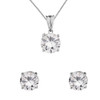 10K  White  Gold April Birthstone Cubic Zirconia Pendant Necklace & Earring Set