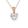 10K Rose Gold Heart April Birthstone Cubic Zirconia (C.Z) Pendant Necklace & Earring Set