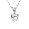 10K White Gold Heart April Birthstone Cubic Zirconia (C.Z) Pendant Necklace & Earring Set