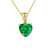 10K Yellow Gold Heart May Birthstone Emerald  (LCE) Pendant Necklace