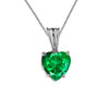 10K White Gold Heart May Birthstone Emerald  (LCE) Pendant Necklace