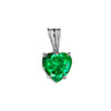 10K White Gold Heart May Birthstone Emerald  (LCE) Pendant Necklace