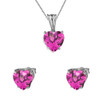 10K White Gold Heart June Birthstone Alexandrite (LCAL) Pendant Necklace & Earring Set