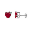 10K White Gold Heart July Birthstone Ruby (LCR) Earrings