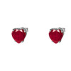 10K White Gold Heart July Birthstone Ruby (LCR) Earrings