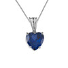 10K White Gold Heart September Birthstone Sapphire (LCS) Pendant Necklace & Earring Set