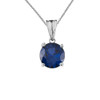 10K White Gold  September Birthstone Sapphire (LCS) Pendant Necklace & Earring Set