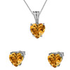 10K White Gold Heart November Birthstone Citrine(LCC) Pendant Necklace & Earring Set
