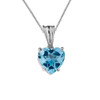 10K White Gold Heart December Birthstone Blue Topaz (LCBT) Pendant Necklace