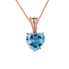 10K Rose Gold Heart December Birthstone Blue Topaz (LCBT) Pendant Necklace & Earring Set