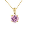 10K Yellow Gold  October Birthstone Pink Cubic Zirconia  (LCPZ)Pendant Necklace & Earring Set