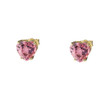 10K Yellow Gold Heart October Birthstone Pink Cubic Zirconia  (LCPZ) Earrings