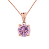 10K Rose Gold  October Birthstone Pink Cubic Zirconia  (LCPZ)  Pendant Necklace