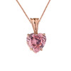 10K Rose Gold Heart October Birthstone Pink Cubic Zirconia  (LCPZ) Pendant Necklace