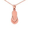 Rose Gold Textured Flip Flop Pendant Necklace