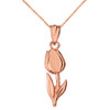 Solid Rose Gold Diamond Cut Tulip Pendant Necklace