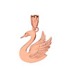 Solid Rose Gold Swan Pendant Necklace