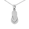 White Gold Textured Flip Flop Pendant Necklace